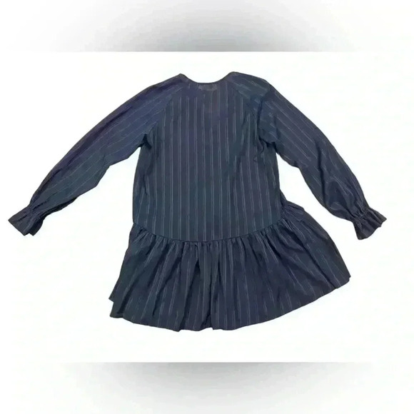 Line + Dot Navy Desi Flounce Striped Button Front Tassel Swing Dress Size M - Picture 10 of 13